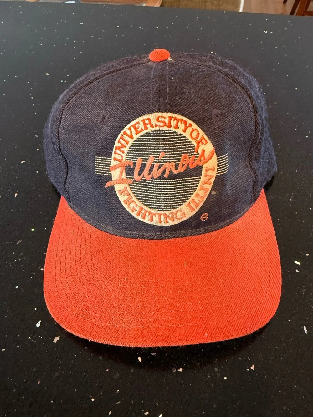 University of Illinois Vintage Navy and Orange Fighting Illini Fitted Hat